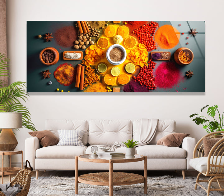 Various Spices Glass Wall Art, glass pictures for Wall, glass prints wall art