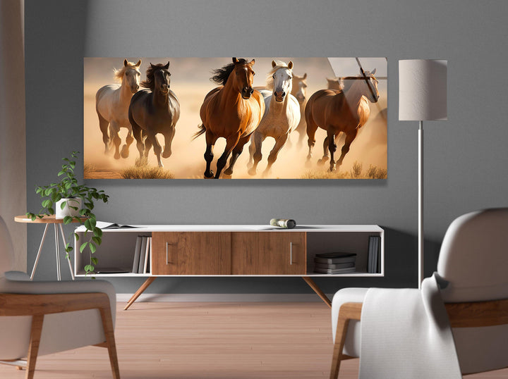 Wild Horses Galloping Glass Wall Art, art glass wall art, glass wall art pictures