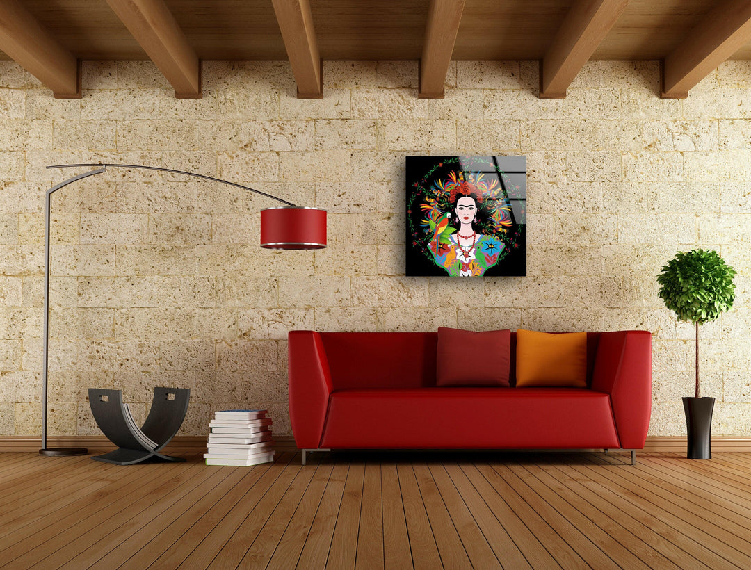 Portrait of Frida Kahlo Tempered Glass Wall Art - MyPhotoStation