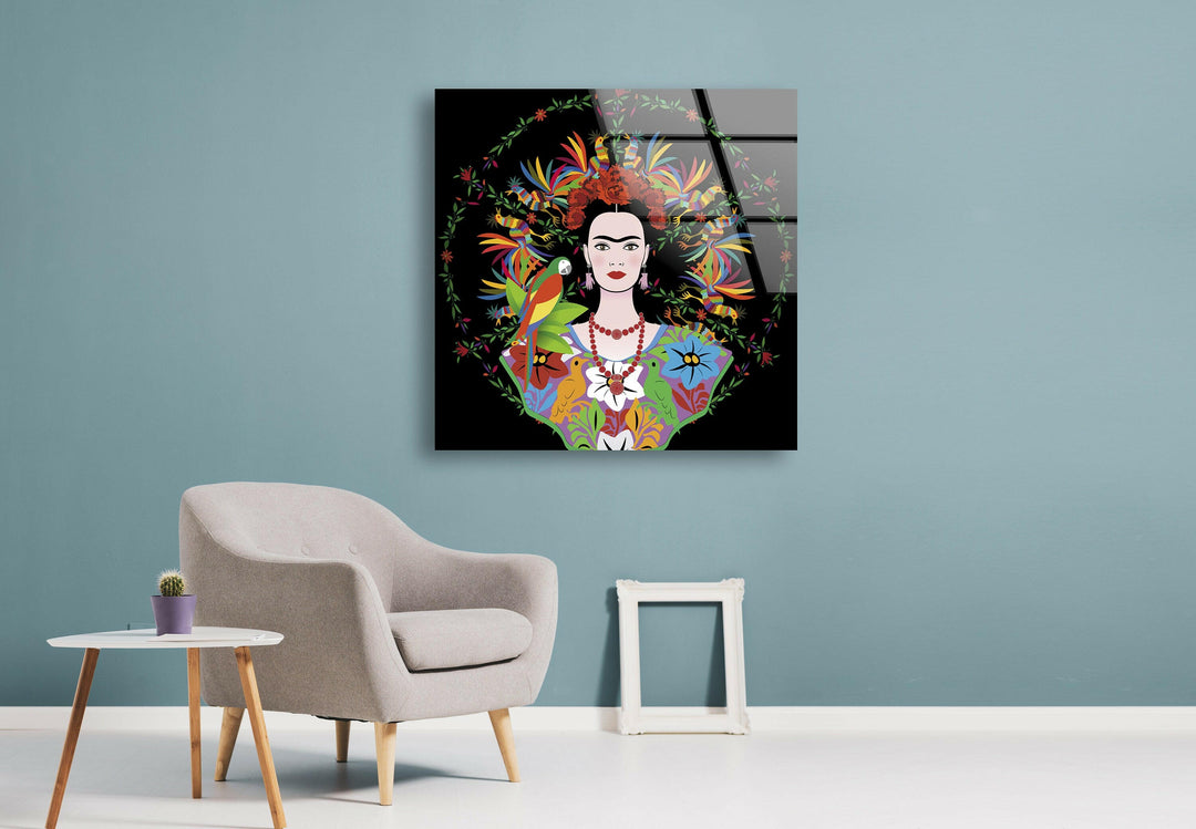 Portrait of Frida Kahlo Tempered Glass Wall Art - MyPhotoStation