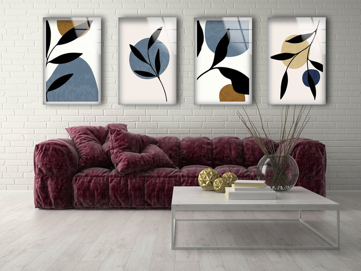 Minimalist Botanical Leaves Glass Wall Art, art glass wall art, glass wall art pictures