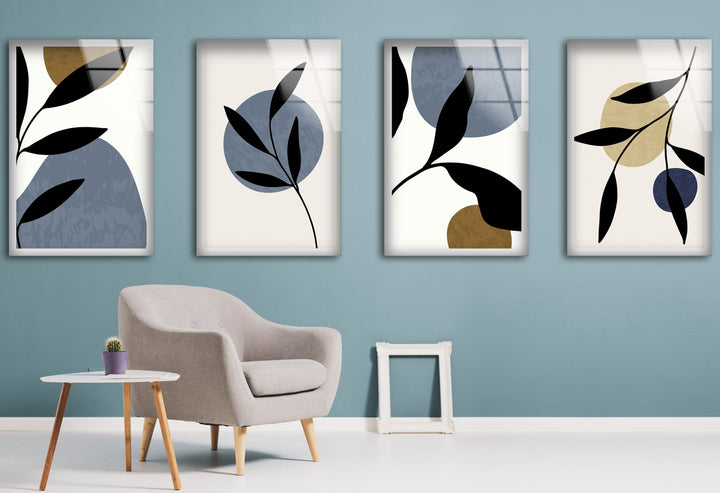 Minimalist Botanical Leaves Glass Wall Art, Glass Printing Wall Art, Print photos on glass