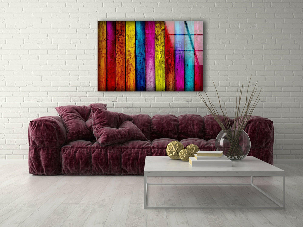 Colorful Painted Wood Modern Glass Photo Prints for Walls