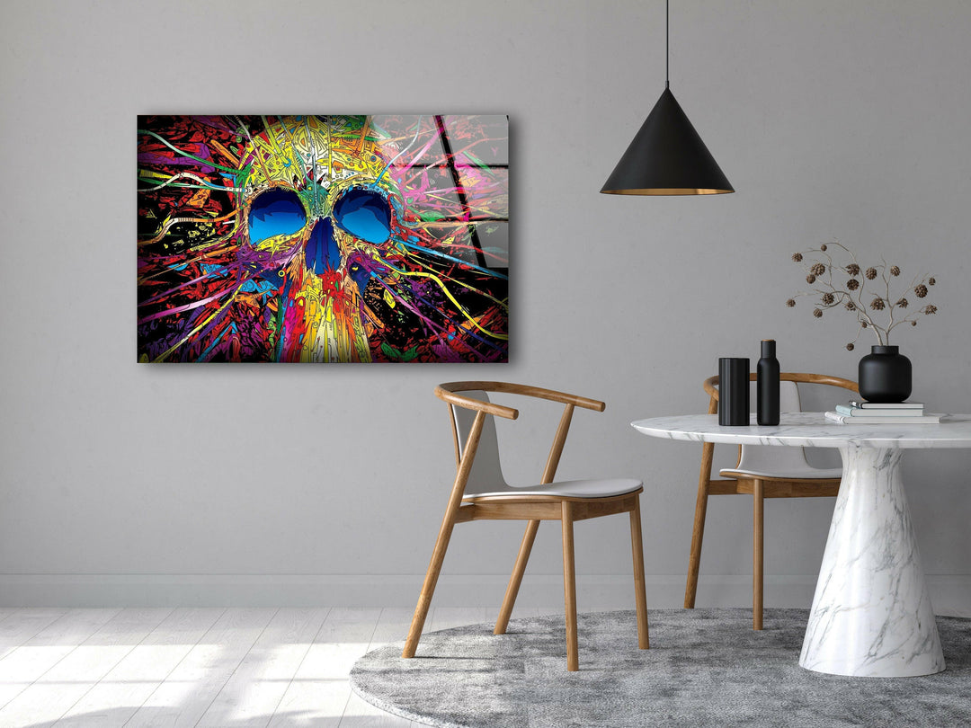 Colorful Skull Art Glass Wall Art