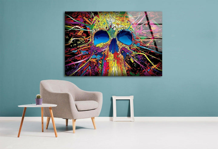 Colorful Skull Art Glass Wall Art