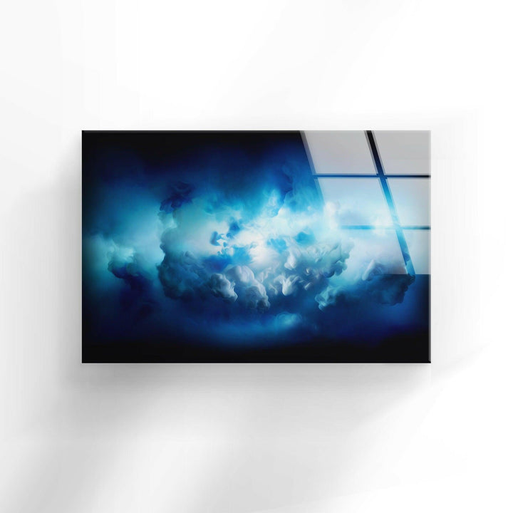 Blue Clouds Design Abstract Glass Wall Art stained glass wall art, stained glass wall decor