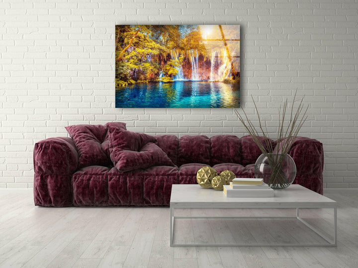 Plitvice Lakes Landscape Glass Wall Art photo print on glass, prints on glass wall art