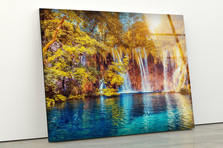 Plitvice Lakes Landscape Glass Wall Art custom glass pictures, glass art prints