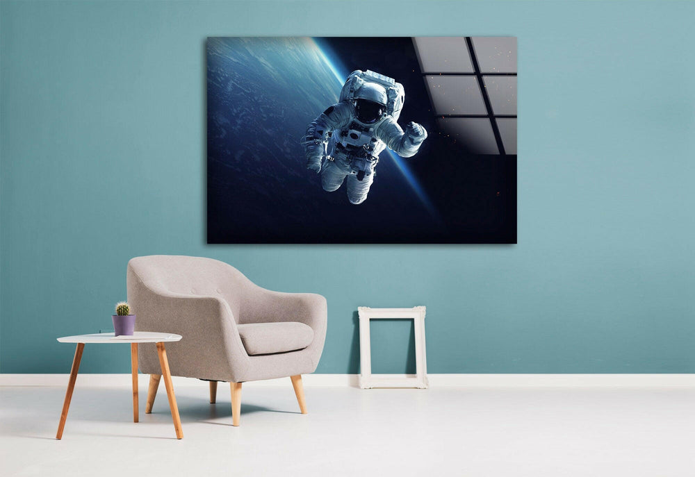 Astronaut At Spacewalk Glass Wall Art, glass wall decor, glass wall art decor