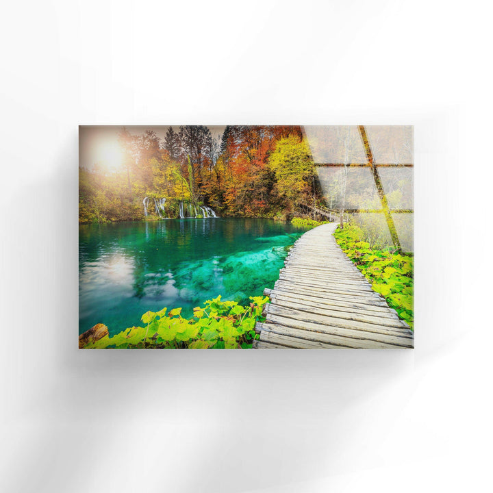 Plitvice Lake Landscape Glass Wall Art photo print on glass, prints on glass wall art