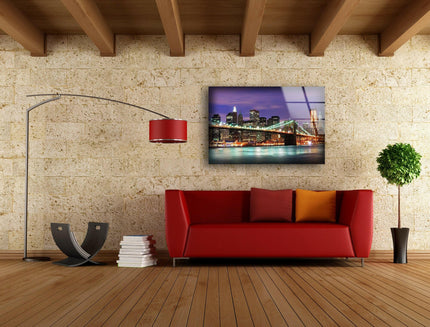 New York River Glass Wall Art