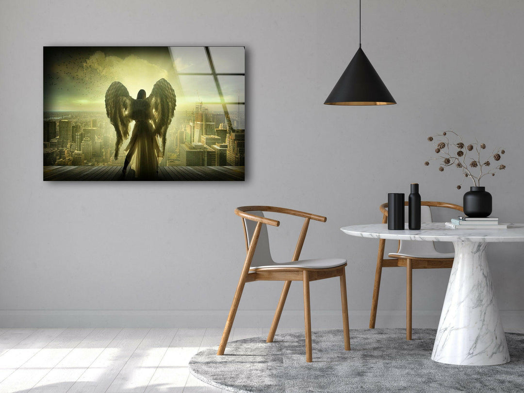 Angel Woman Glass Wall Art