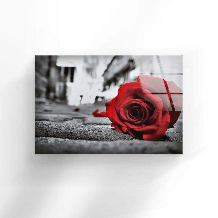 Red Rose Flower Glass Wall Art, art glass wall art, glass wall art pictures