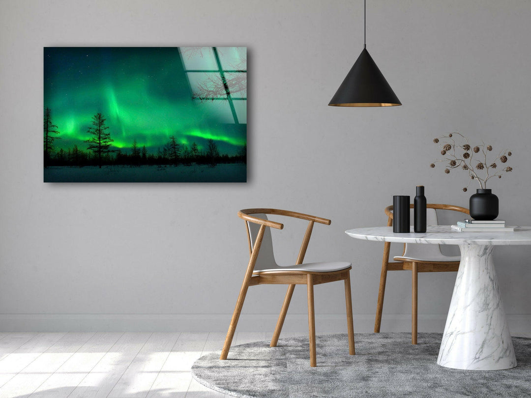 Aurora Lights Neon Glass Wall Art print on glass, glass printed photos