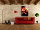 Orange Dahlia In Bloom Glass Wall Art, glass pictures for Wall, glass prints wall art