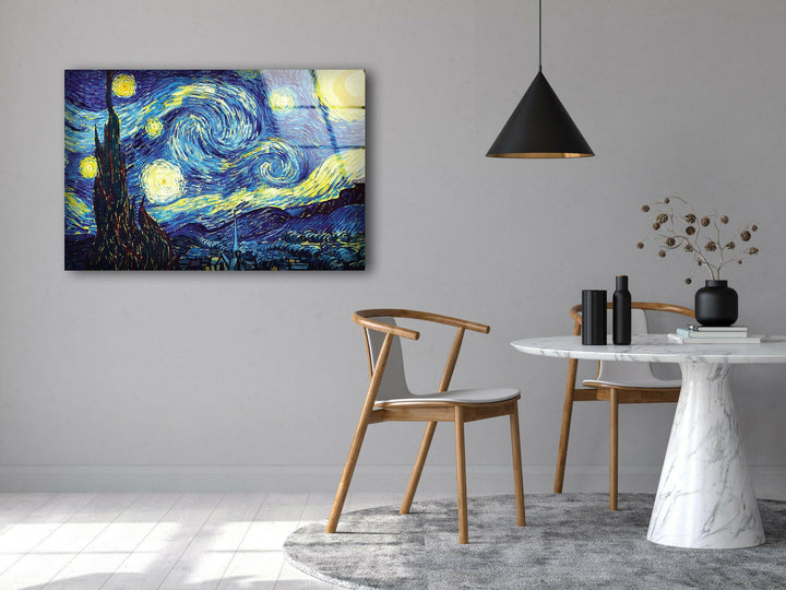 Starry Night Vincent Van Gogh Glass Wall Art for Home Decor