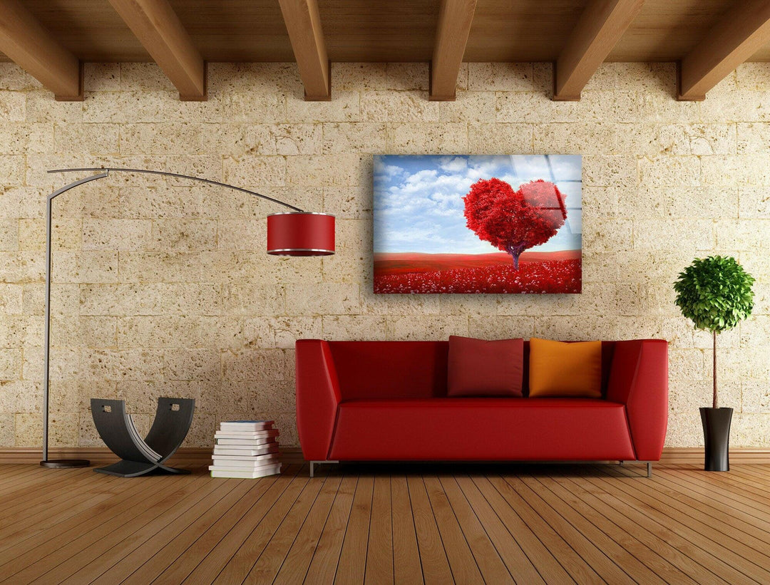 Red Heart Glass Wall Art & Cool Home Decor