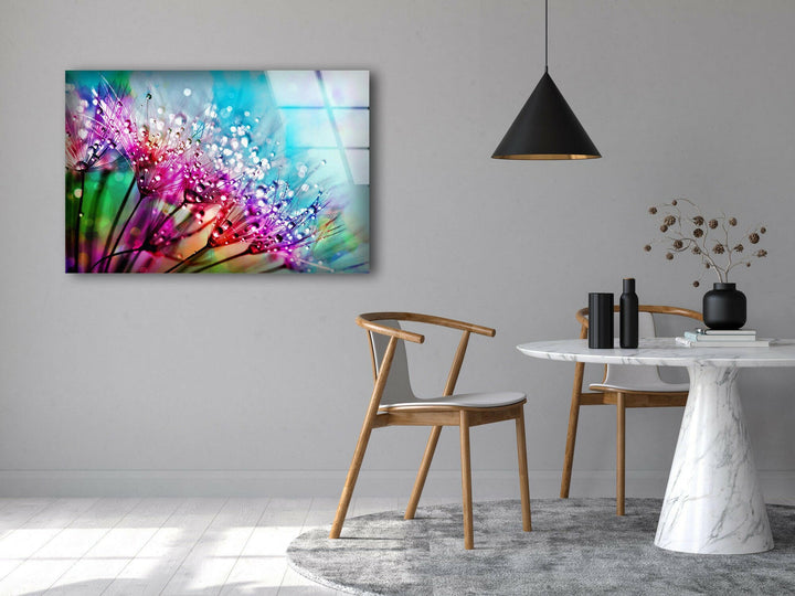 Beautiful Flower Dandelion  Wall Art on Glass