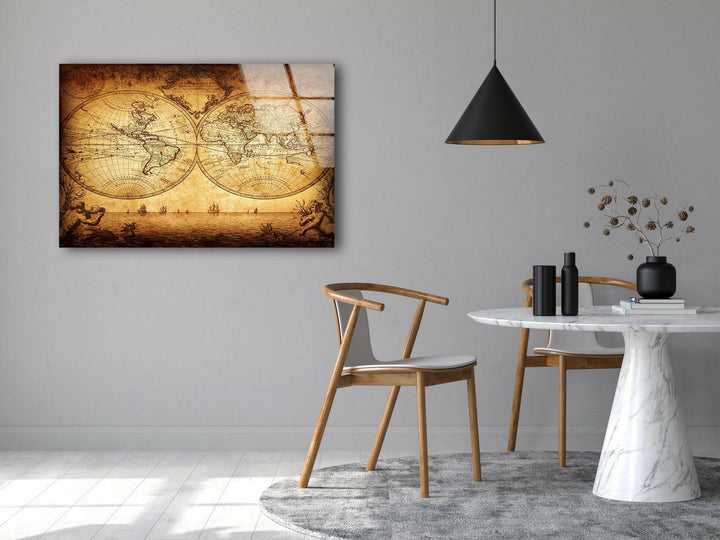 Vintage World Map Glass Art Painting & Cool Art Prints