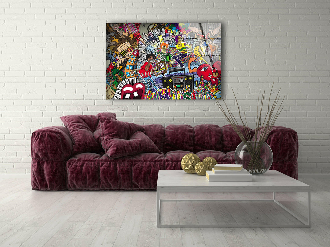 Graffiti Abstract Tempered Glass Wall Art - MyPhotoStation