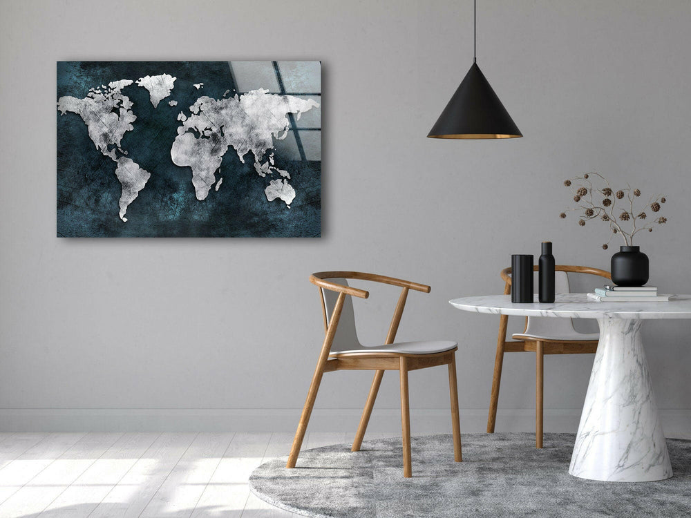 Abstract World Map Glass Wall Art glass wall decor, glass wall art decor