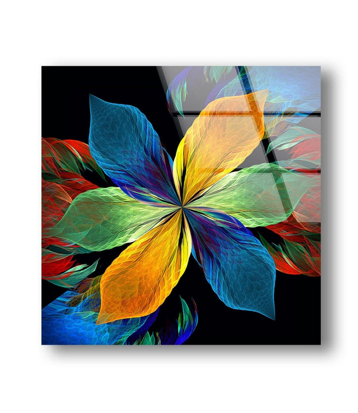 Colorful Flower Glass Wall Art, photo print on glass, prints on glass wall art