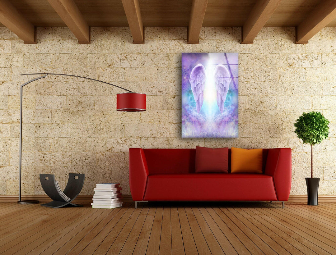 Purple Angel Wings Glass Art Painting & Cool Wall Art