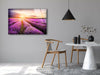 Purple Lavender Field Tempered Glass Wall Art