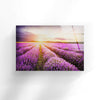 Purple Lavender Field Tempered Glass Wall Art