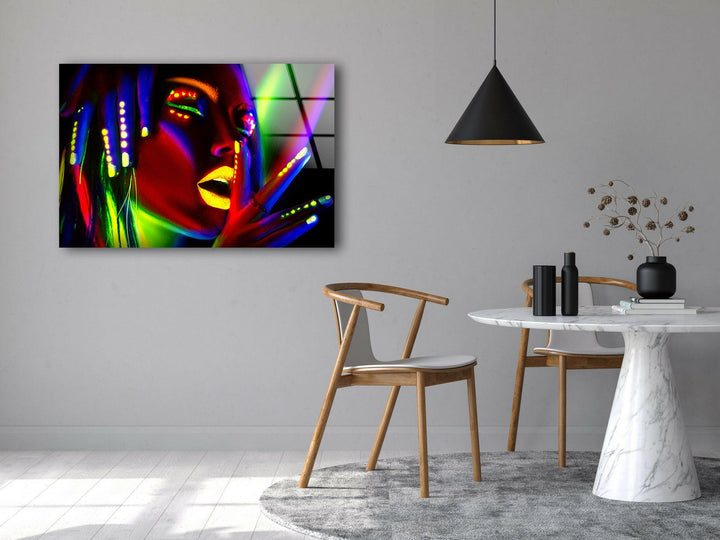 Vivid Neon Woman Cool Art Prints & Glass Wall Pictures