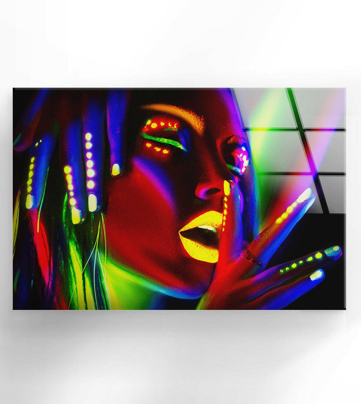 Vivid Neon Woman Glass Photos & Cool Art Prints