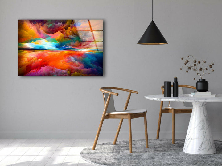 colorful clouds Abstract Glass Wall Art for Living Rooms