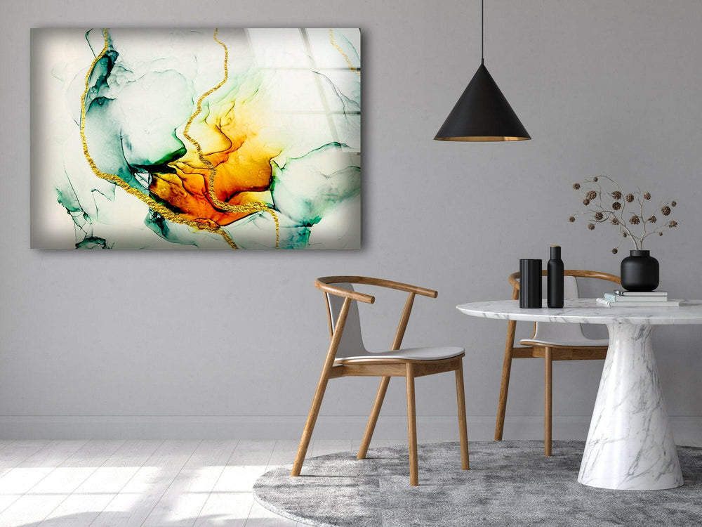 green orange Abstract Art & Glass Wall Decor