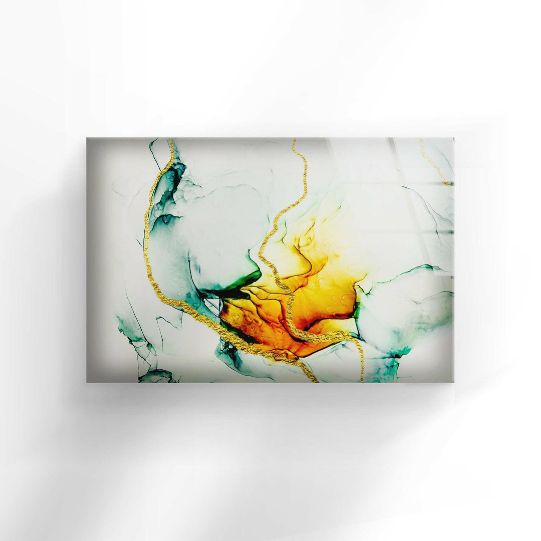 Green and Orange Abstract Glass Picture Prints