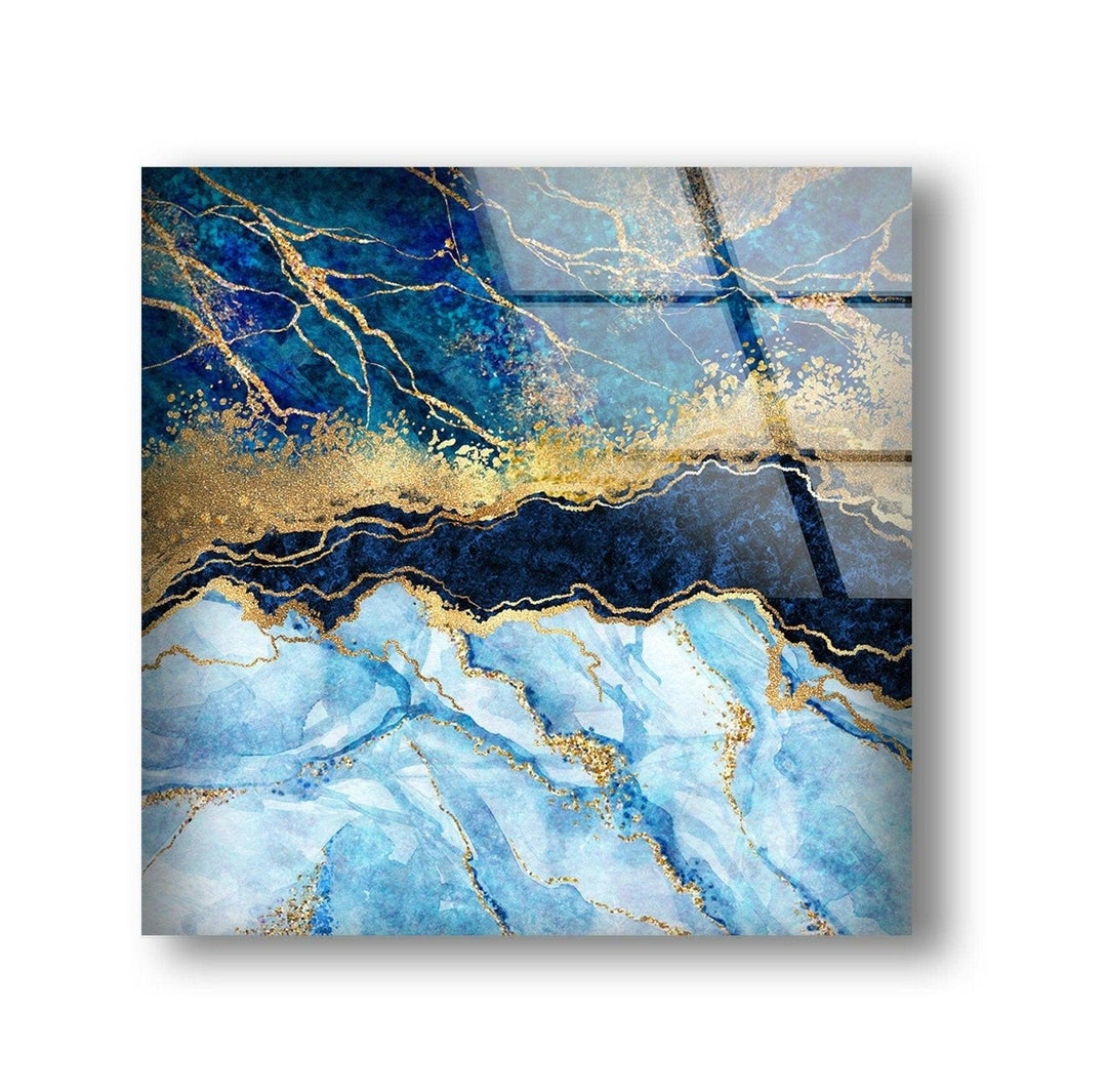 Turquoise Marble&Gold Veins Glass Wall Art, large glass photo prints, glass wall photos