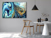 Blue and Gold Veins Alcohol ink Glass Print Wall Art