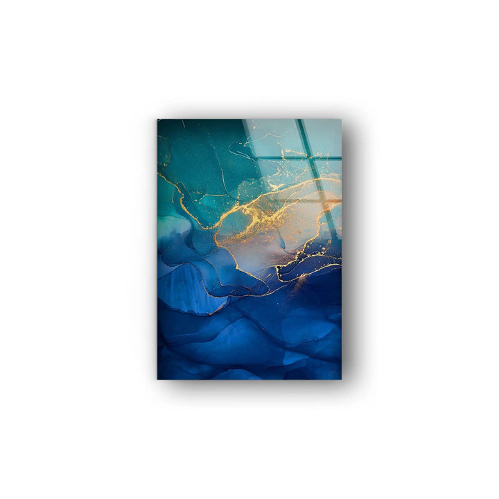 Gold Blue Green Tempered Glass Wall Art - MyPhotoStation