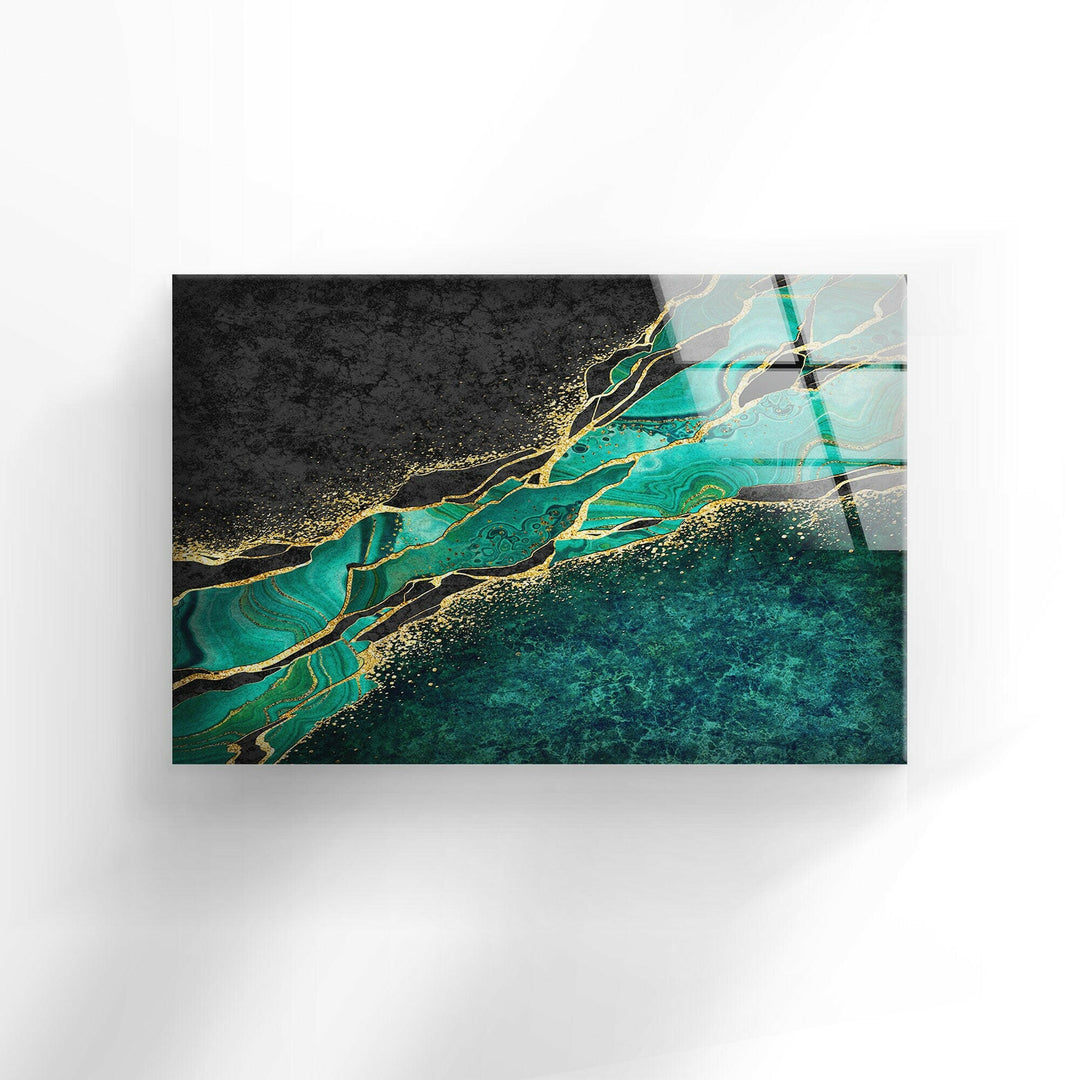 Emerald Green Marble Glass Wall Art