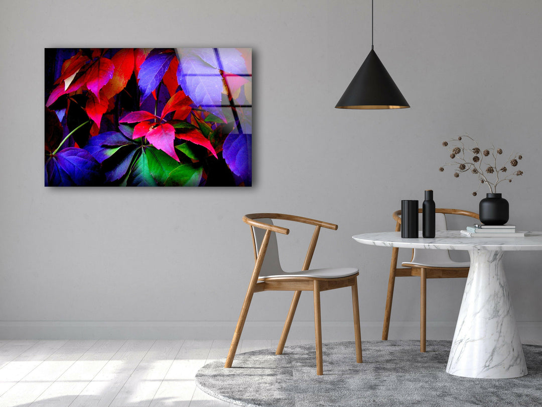 Colorful Autumn Leaves Glass Wall Art, glass photo prints, glass picture prints
