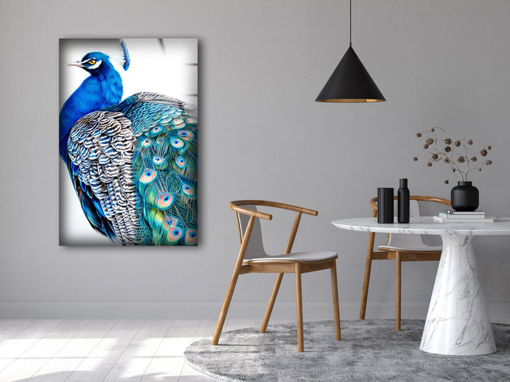 Peacock Portrait Glass Wall Art Glass Printing Wall Art, Print photos on glass