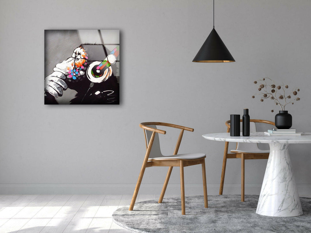 Thinking Monkey Glass Wall Art