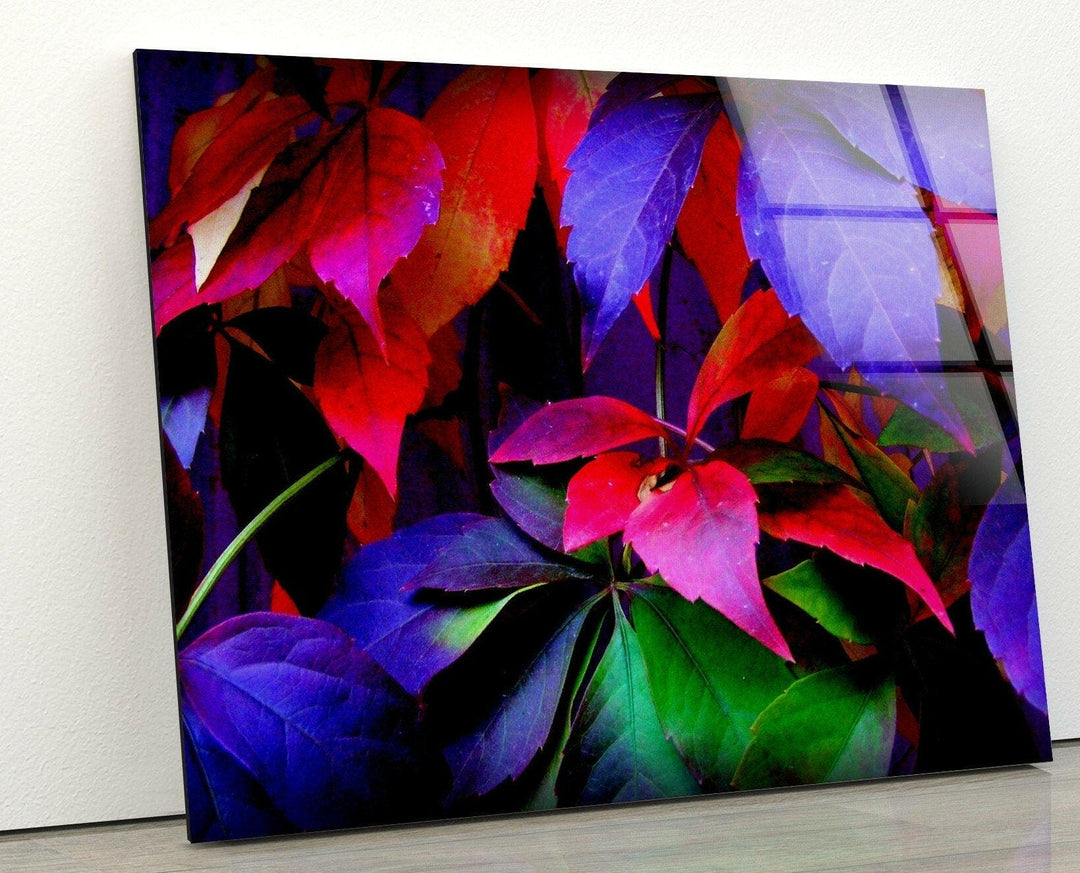 Colorful Autumn Leaves Glass Wall Art, photo print on glass, prints on glass wall art
