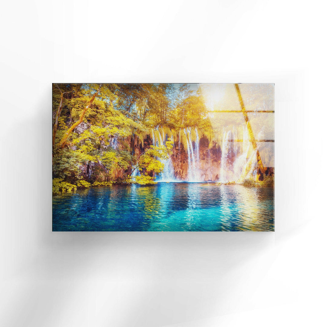 Plitvice Lakes Landscape Glass Wall Art glass pictures for Wall, glass prints wall art