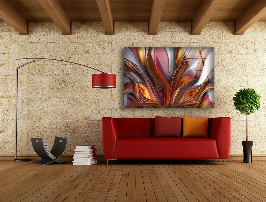 Brown Volumetric Abstract Glass Wall Art