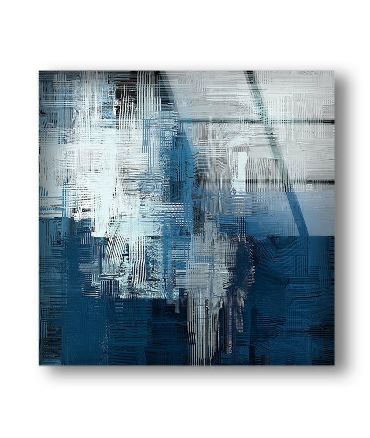 Blue Ink Abstract Glass Wall Art, photo print on glass, prints on glass wall art