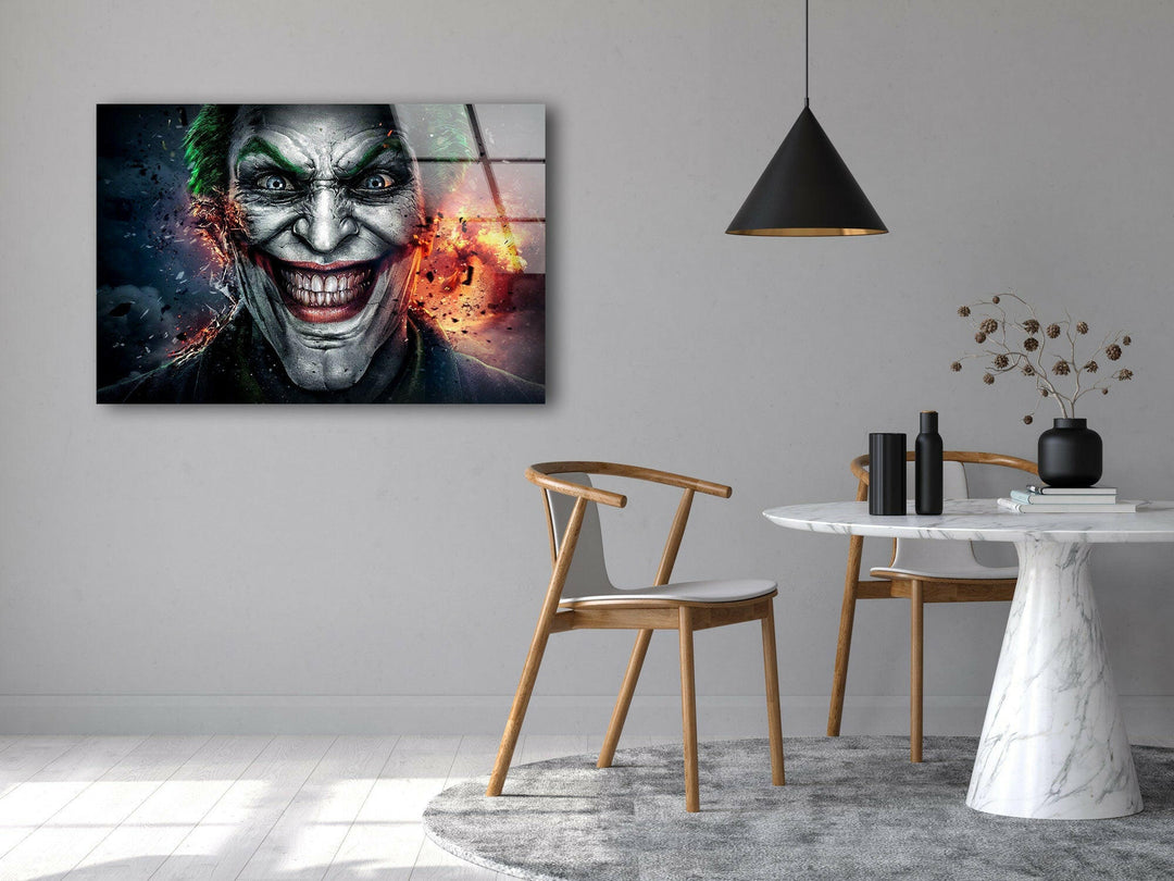 Joker Art Glass Wall Art glass art painting, glass art for the Wall
