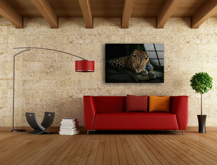 Fierce Leopard Glass Wall Art glass pictures for Wall, glass prints wall art