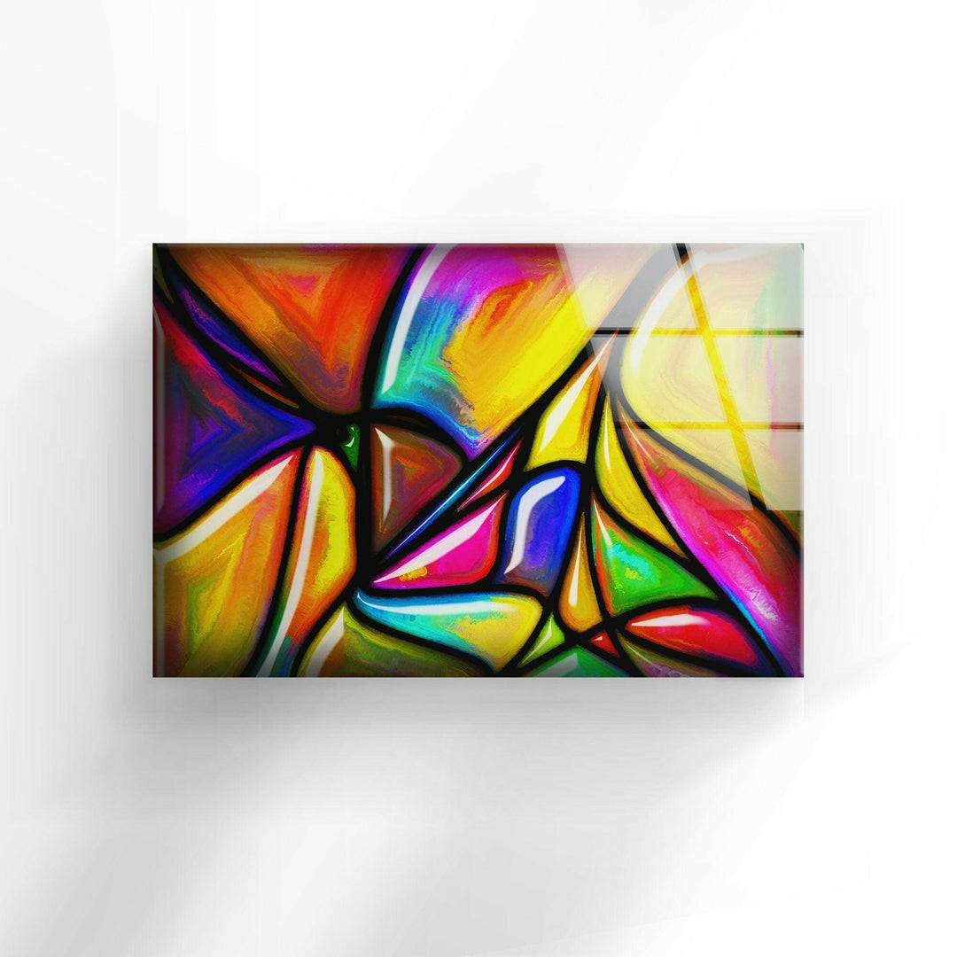 Yellow Abstract Fractal Glass Wall Art photo print on glass, prints on glass wall art