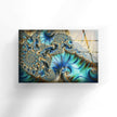 Blue Golden Fractal Glass Wall Art, glass photo prints, glass picture prints