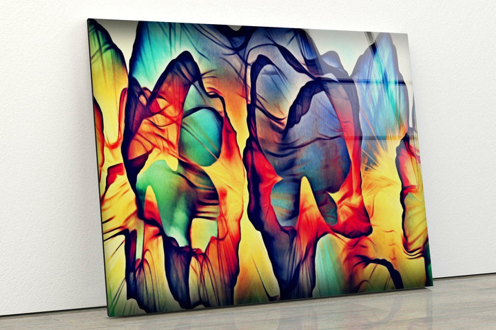 Colorful Abstract Vivid Glass Wall Art glass art painting, glass art for the Wall
